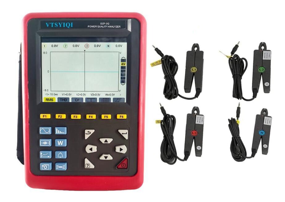 3 Phase Power Quality Analyzer with 4 PCS 10A Sharp Nose Pliers Current Sensor