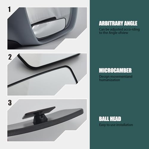 2 PCS Car Rearview Mirror Blind Spot Mirror, 3.7 x 1.4" Curved Rectangular