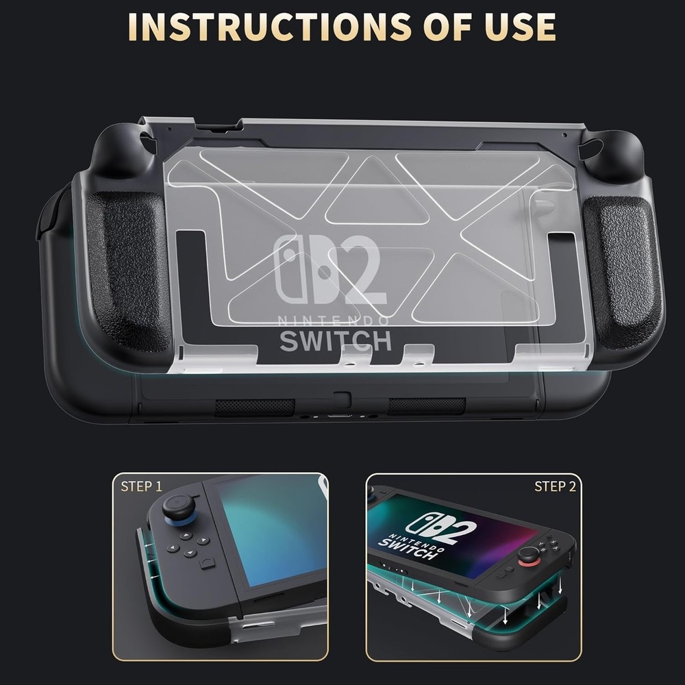 Nintendo Switch 2 Hard Case, Glass Screen Protector, And Protector Case Bundle