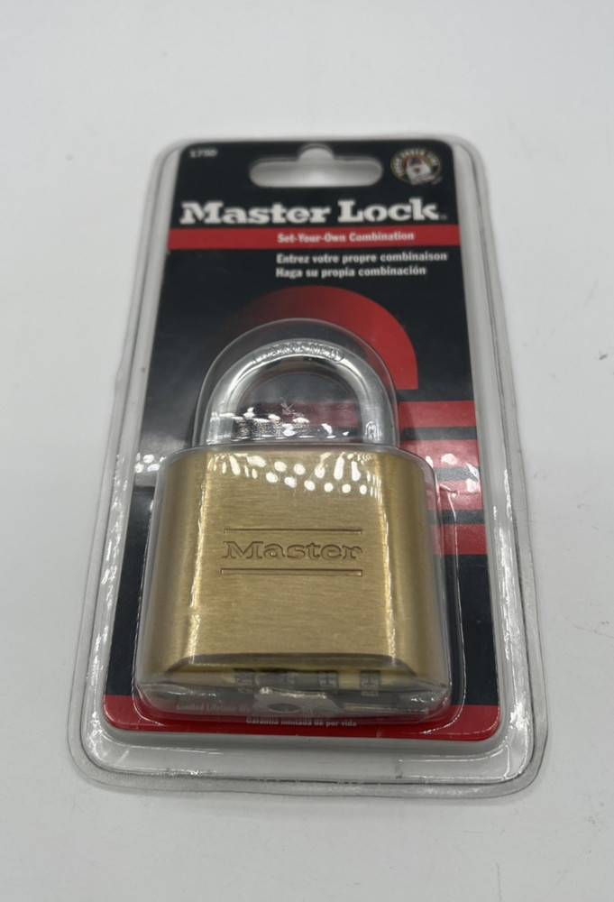 Master Lock Resettable Combination Padlock 2" wide Brass 175D NEW