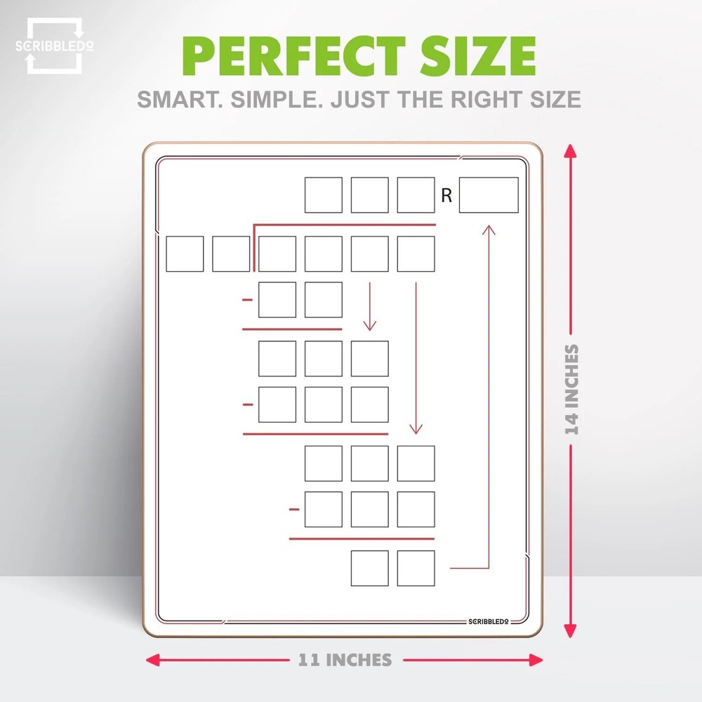 SCRIBBLDO 11"x14" Double-Sided Division Dry Erase Board Math Practice Whiteboard