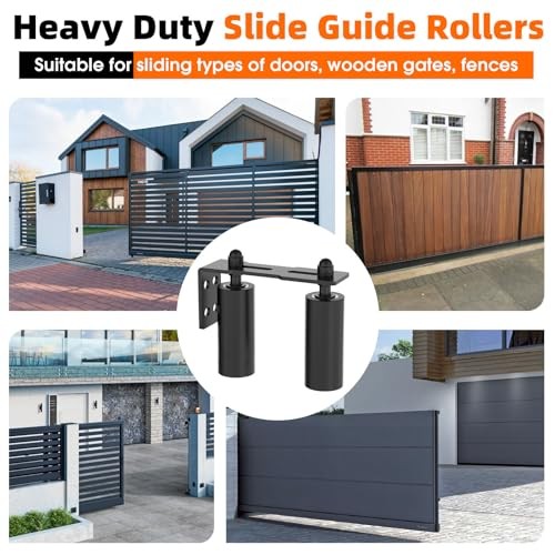 Sliding Gate Guide Rollers & Hardware Kit – Heavy Duty 6" 6in Black-2pcs