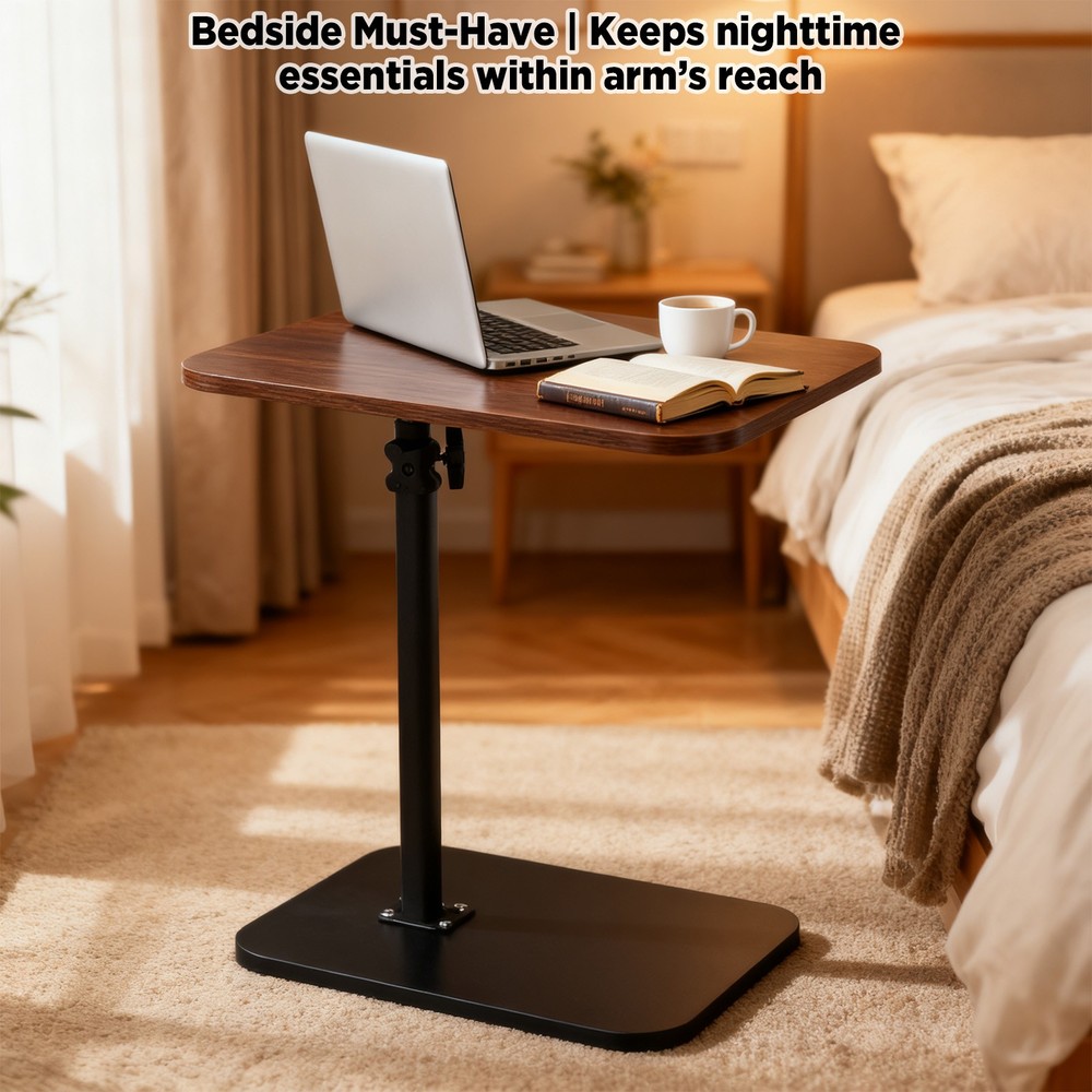 C Shaped Table End Table for Couch Adjustable Height 360° Swivel Tray Sofa Table