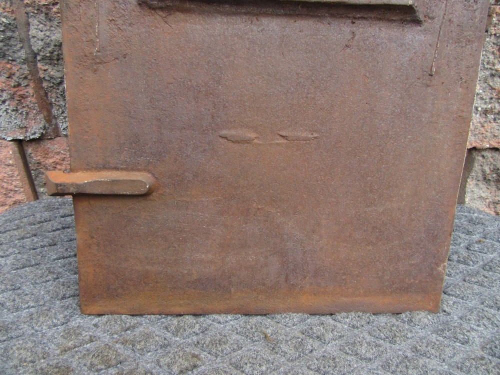 Antique Victorian Cherub Cast Iron Fireplace Insert Fireback w Gate Marks
