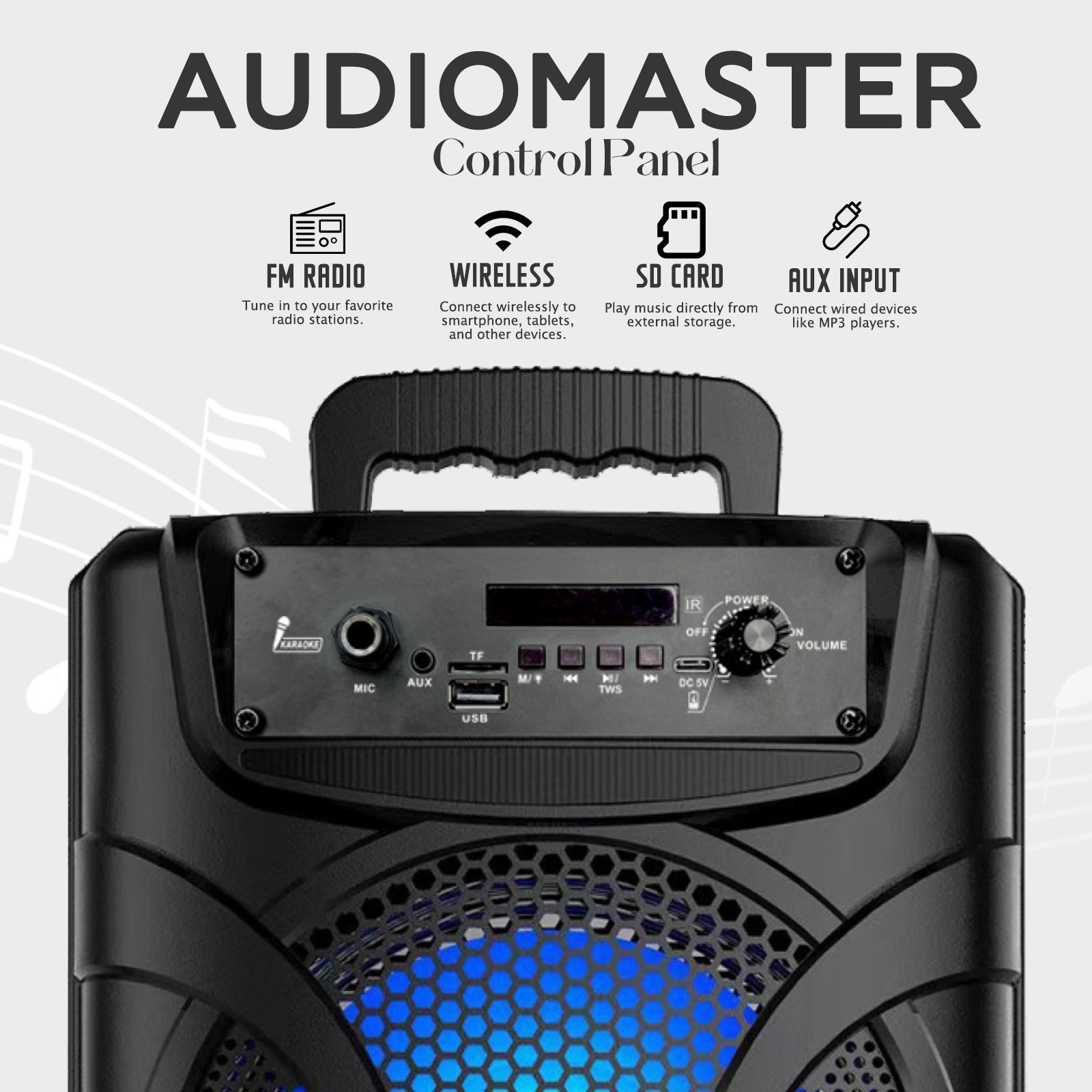 6800W Portable Bluetooth Speaker Dual Sub woofer Heavy Bass Sound System Party