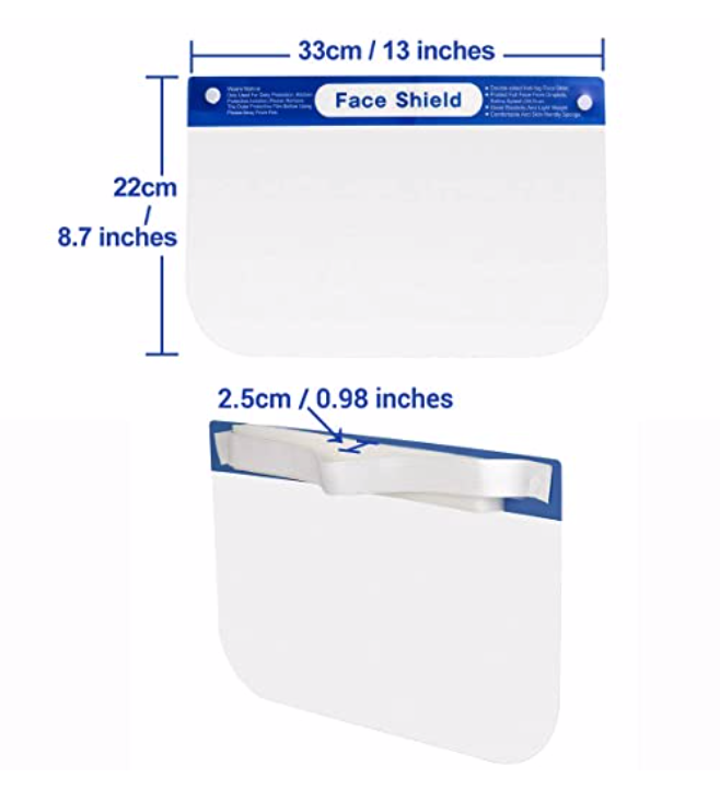 100 Pack Reusable Face Shield Adjustable, Elastic Headband Anti Dust Cover