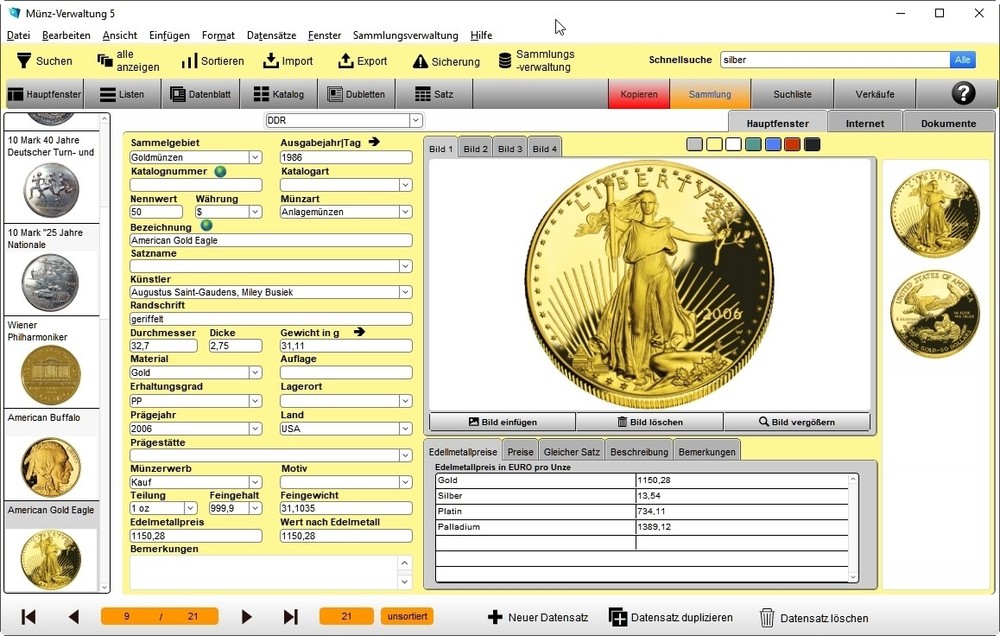 GS Coin Manager 5 Software Program to Manage Your Coin Collection