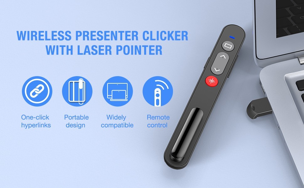 Laser Pointer for Presentations, Wireless Presenter Clicker for PowerPoint Slide
