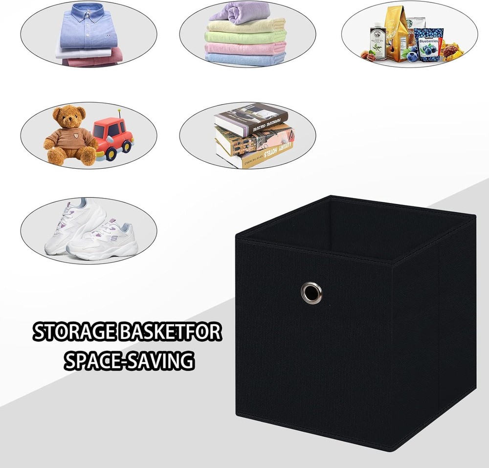 Black Foldable Storage Cubes Bins ,11 Inch Cloth Cube 3 Pack,
