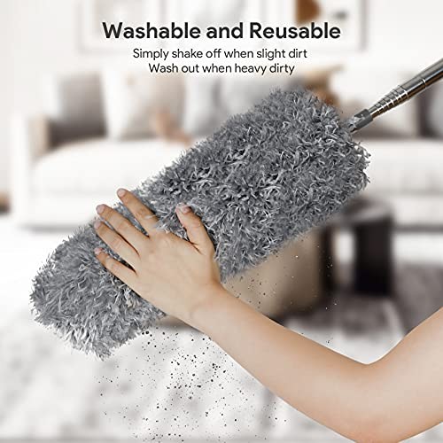 Microfiber Feather Duster,PCS Reusable Bendable Washable Cobweb Duster with 7