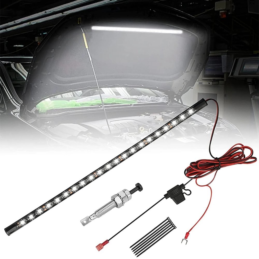 Universal White Under Hood LED Panel Light Kit Automatic on/off 12-24v Vehicles