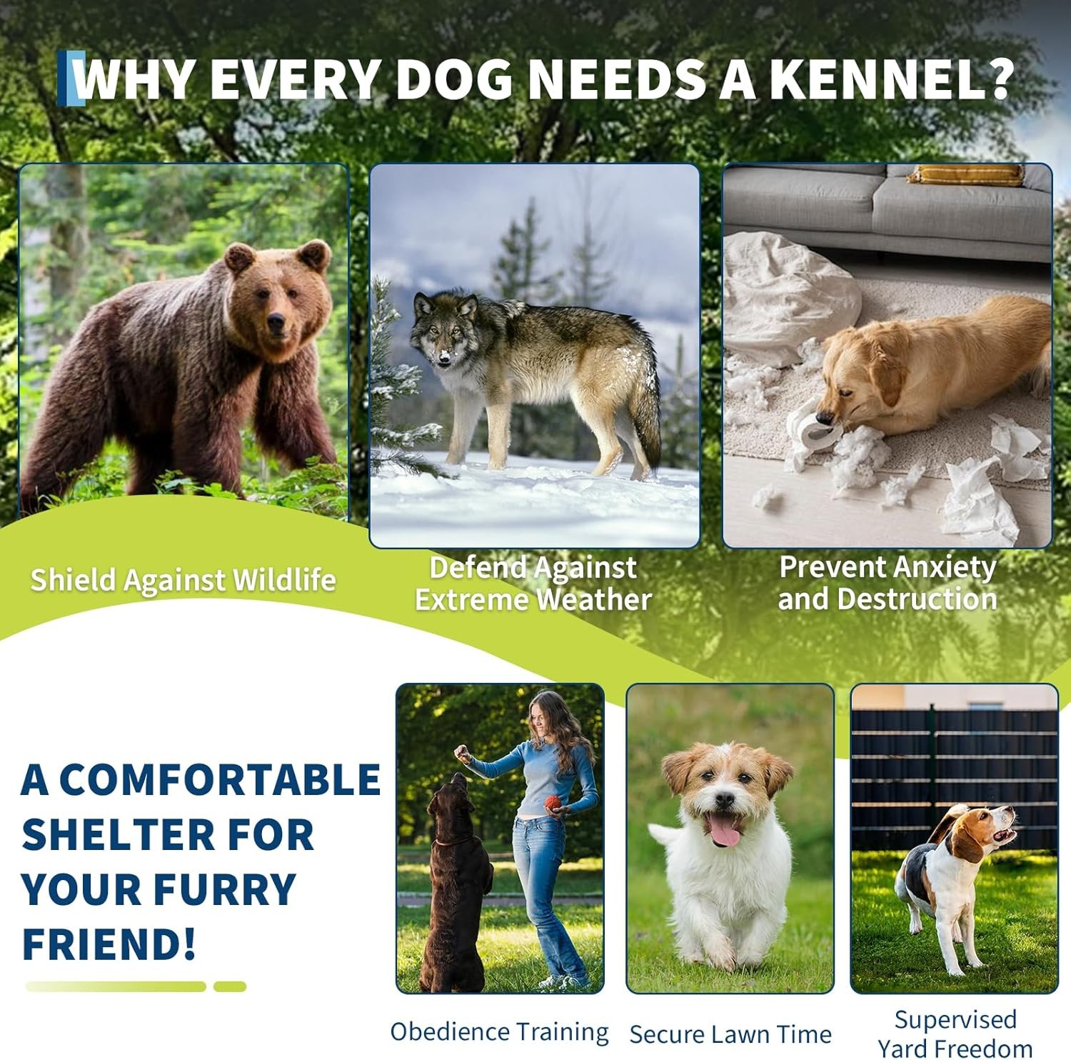 GRAVEE Large Dog Kennel Outdoor with Roof, Heavy Duty Pet Fence Enclosure