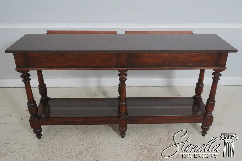 71957: HENREDON Acquisitions Walnut Finish Marble Top Server Console Table