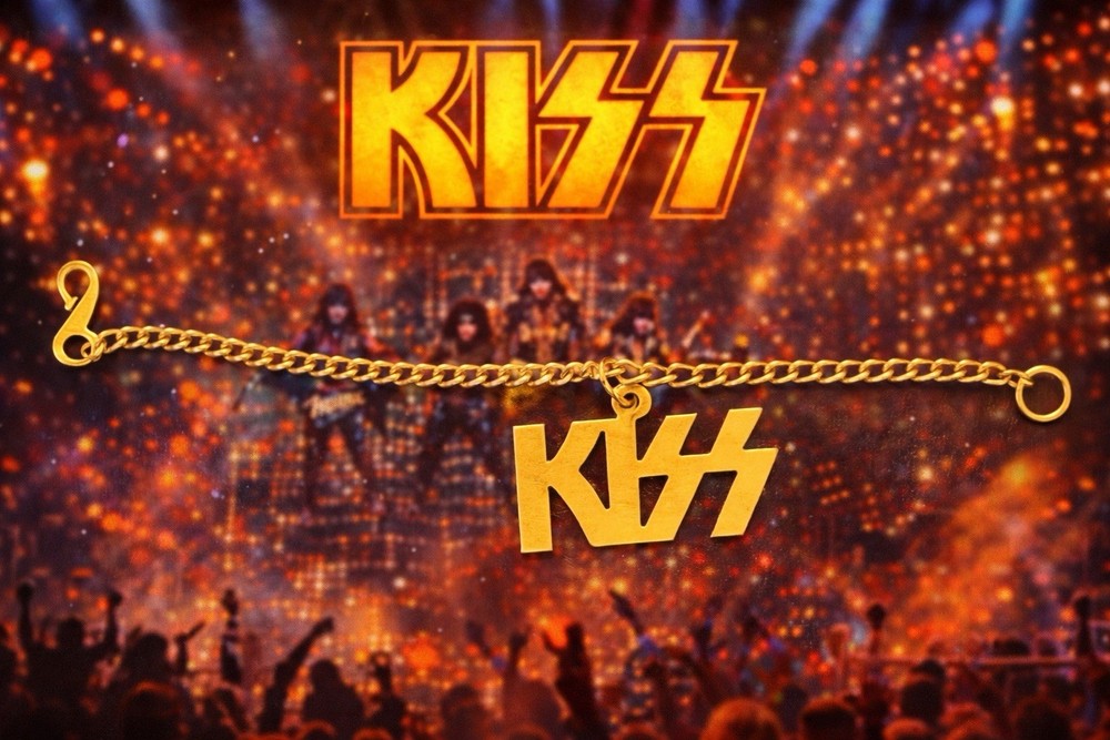 1977 KISS Rock N Roll Concert Merch Bracelet Deadstock Die Cut Gold Hong Kong