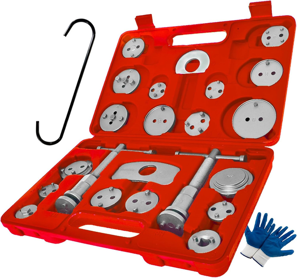 Brake Caliper Tool Heavy Duty Brake Caliper Compression Tool Red 24Pc