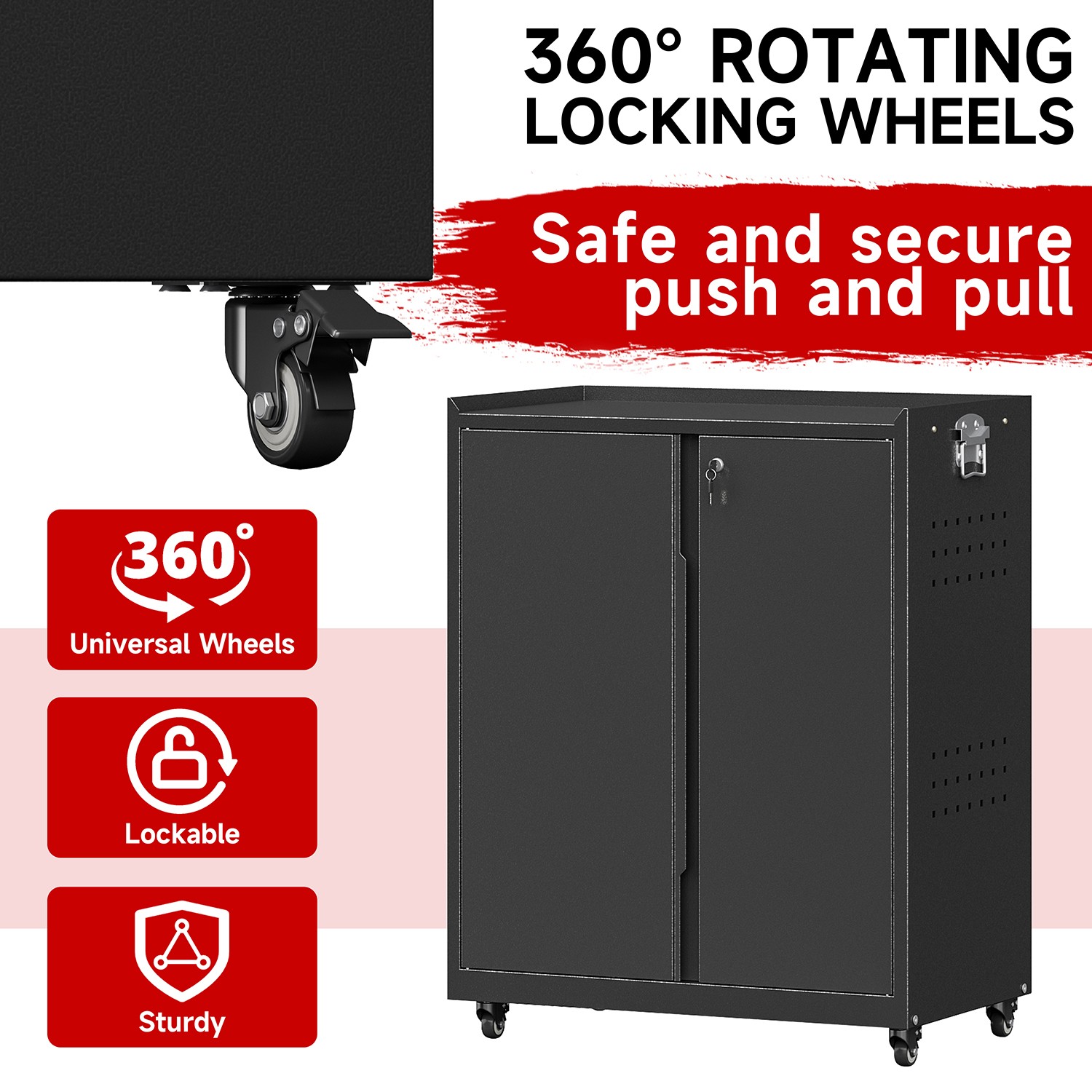 Metal Storage Cabinet W/ Adjustable Shelves Garage Storage Cabinet Tool Cabinet