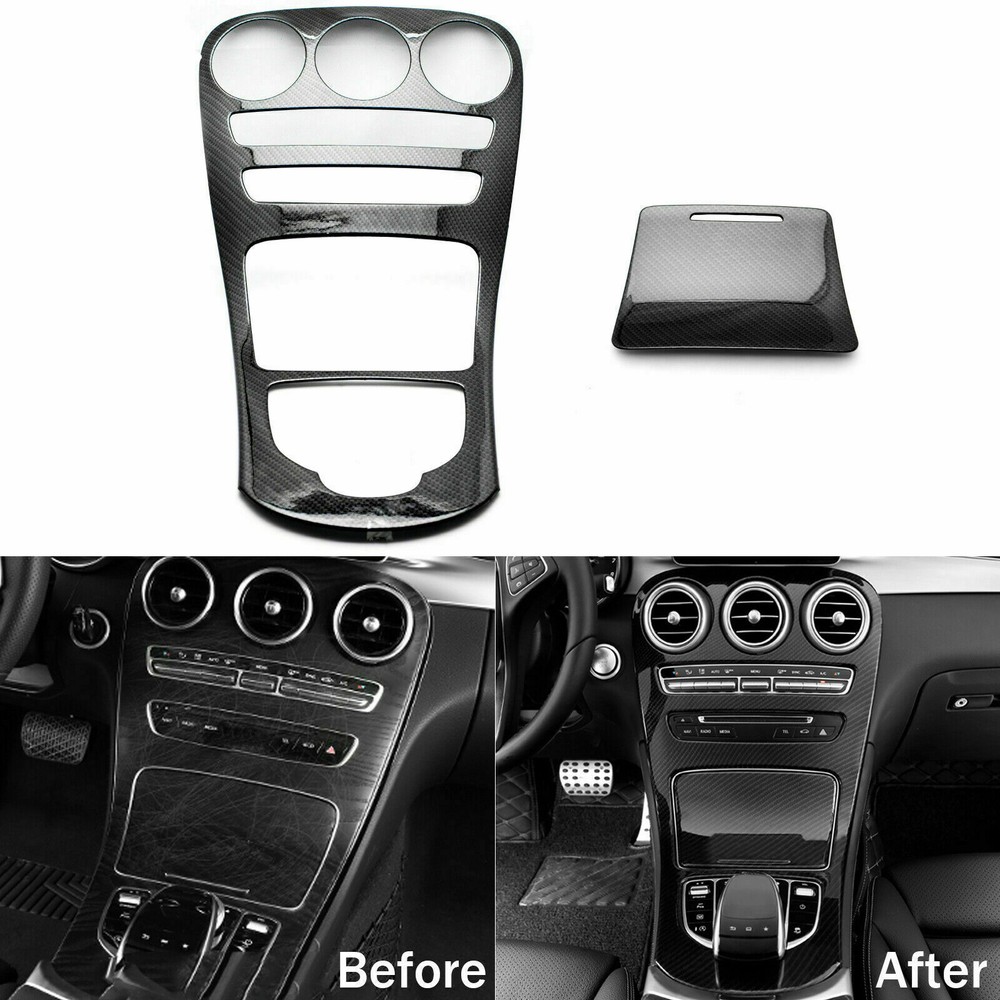 Carbon Pattern Console Gear Shift Panel Trim For Mercedes C GLC Class C300 W205