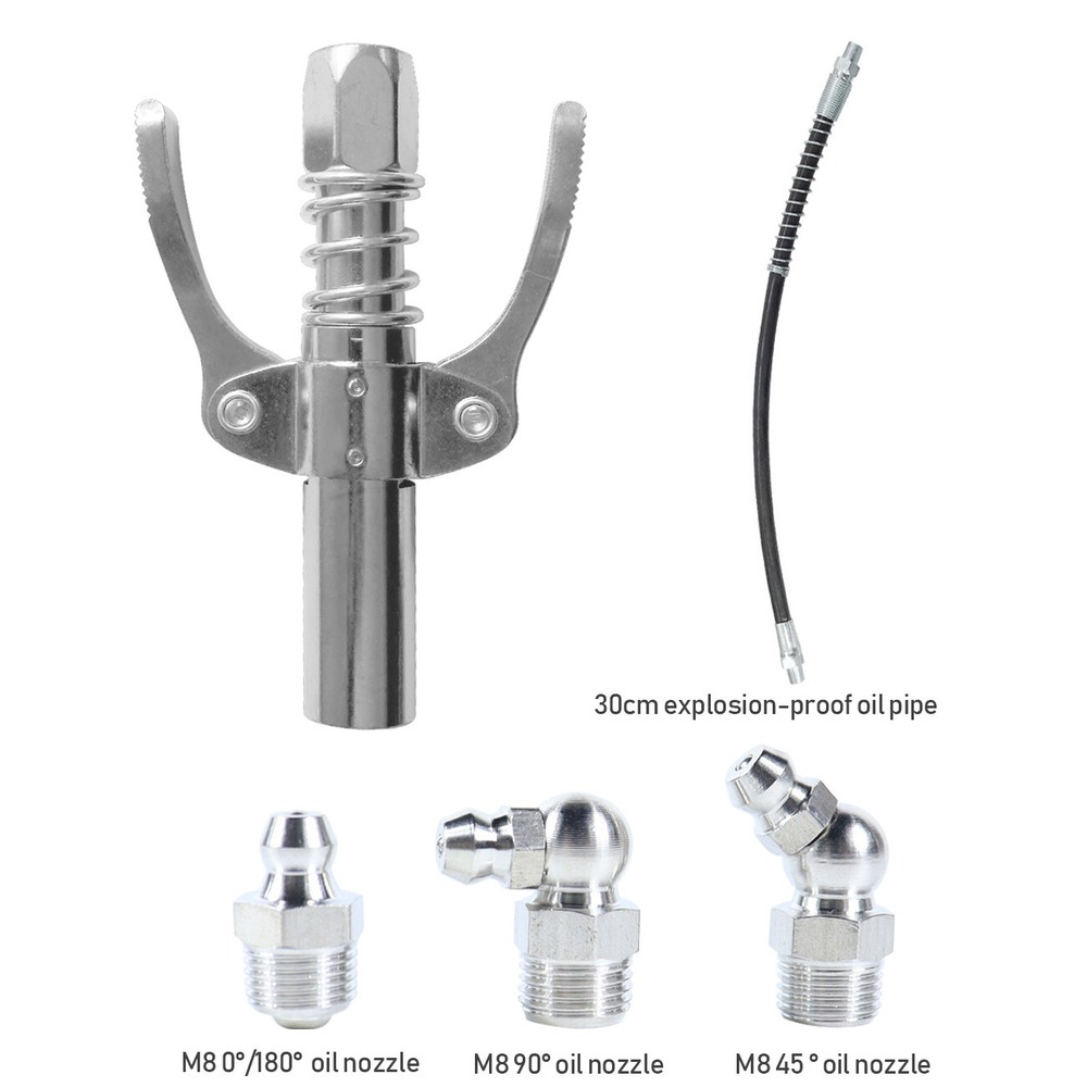 2*Grease Gun Coupler Double Handle High Pressure Quick Release Lock Oil Nozzles