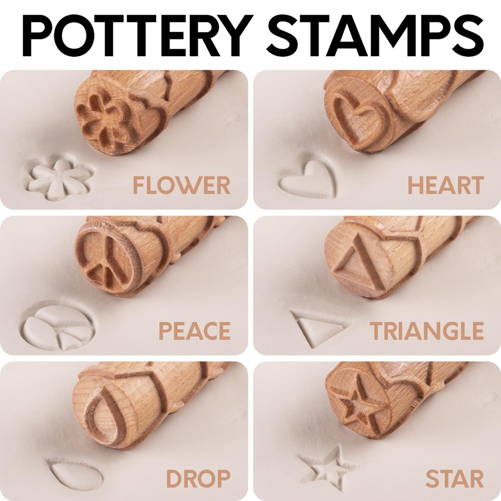 Byllstore Extra Large Clay Texture Rollers with Pottery Stamps | 3 Texture