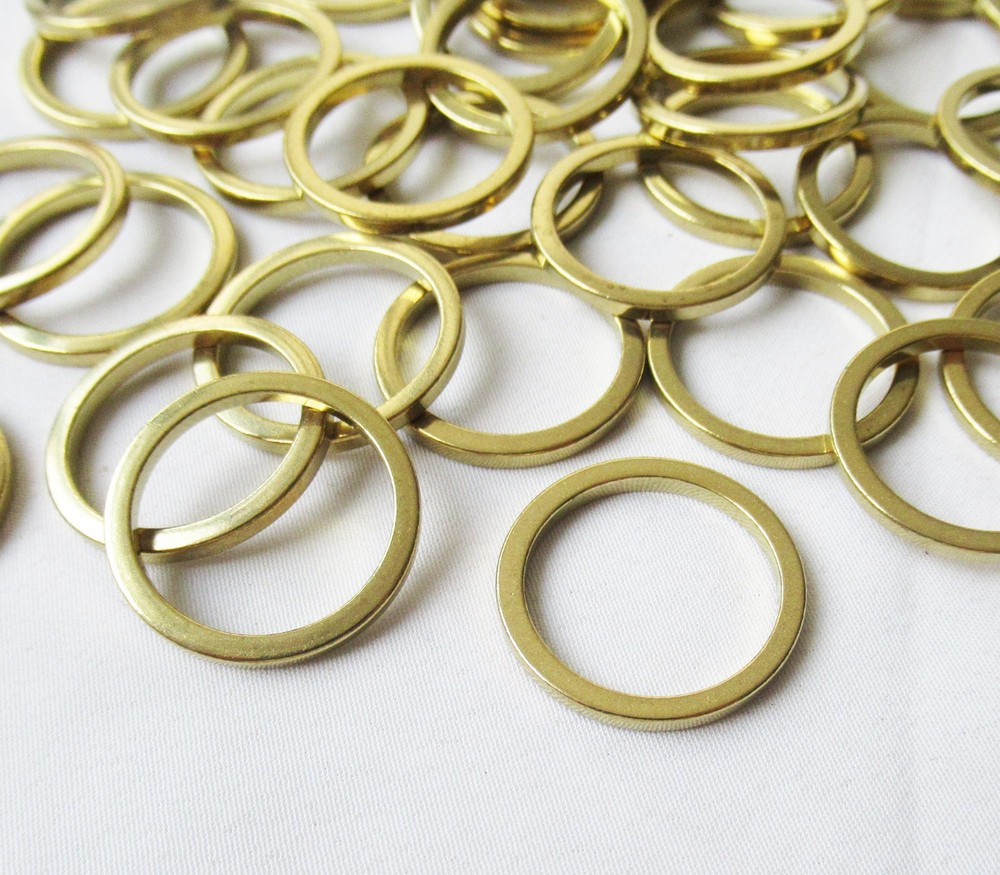 30pcs Solid Brass Ring 22x2x2mm Plain Flat Round Connector for Jewelry Making