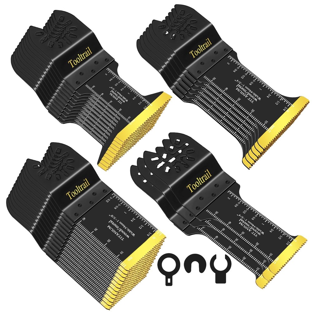 Tooltrail 30 PCS Titanium Oscillating Tool Blades Metal Cutting,Universal Multi