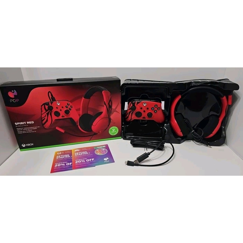 PDP Spirit Red Bundle: Advanced Wired Controller & Wired Headset *OPEN NEW*