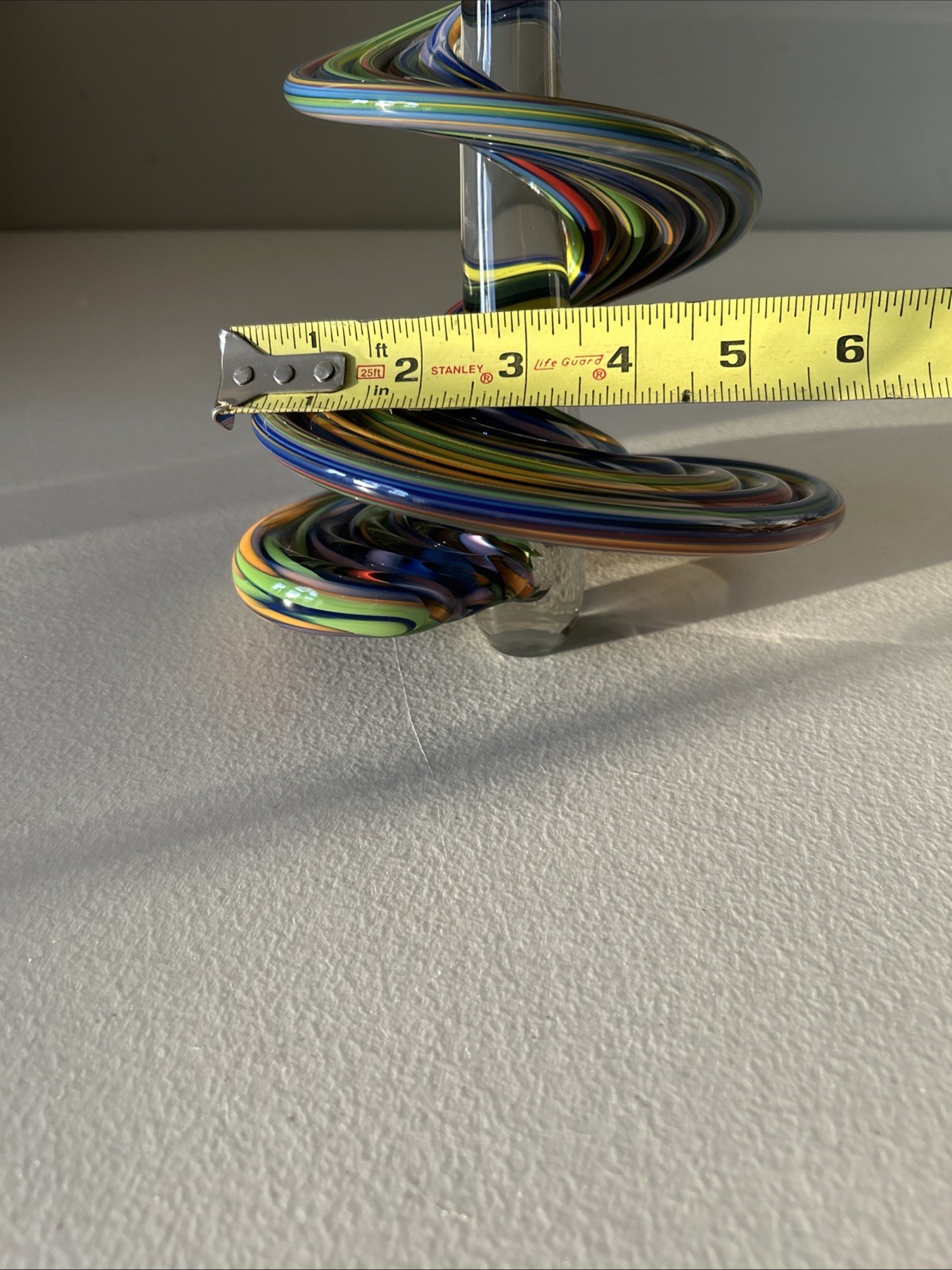 Thomas Kelly Heechee Rainbow Swirl Signed Art Glass Sculpture Signed 10.75" Tall