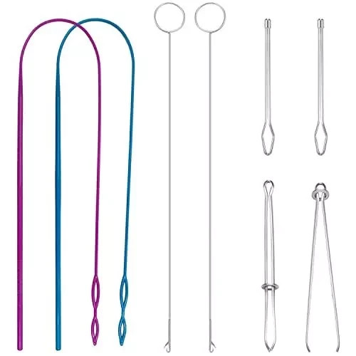 8 Pcs Sewing Loop Kit Drawstring Threader Flexible Loop Turner Hook Tweezers