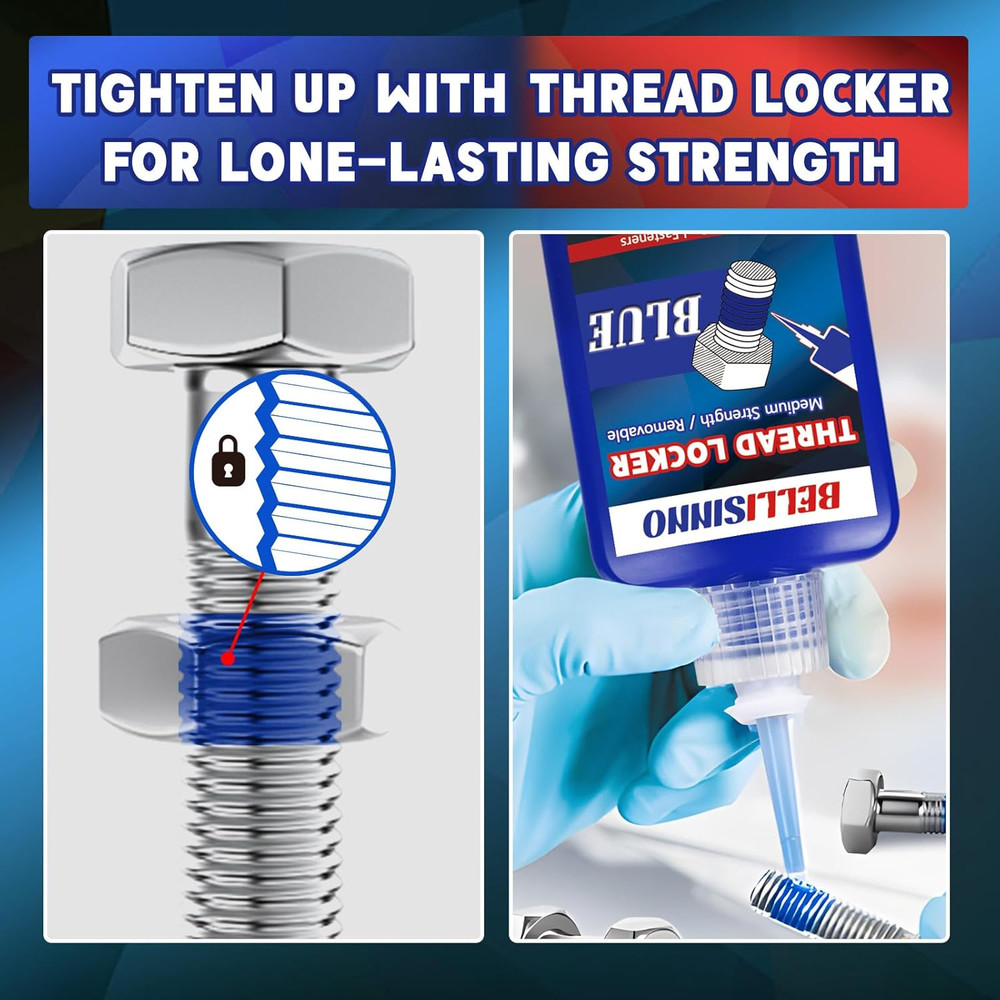 Thread Locker Blue and Red, Medium and Strong Strength Thread Lock, Threadlocker