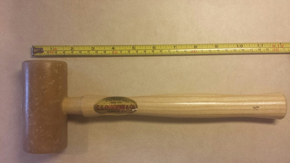 C S Osborne 196-4 Solid Head Rawhide Mallet, non marring, soft strike