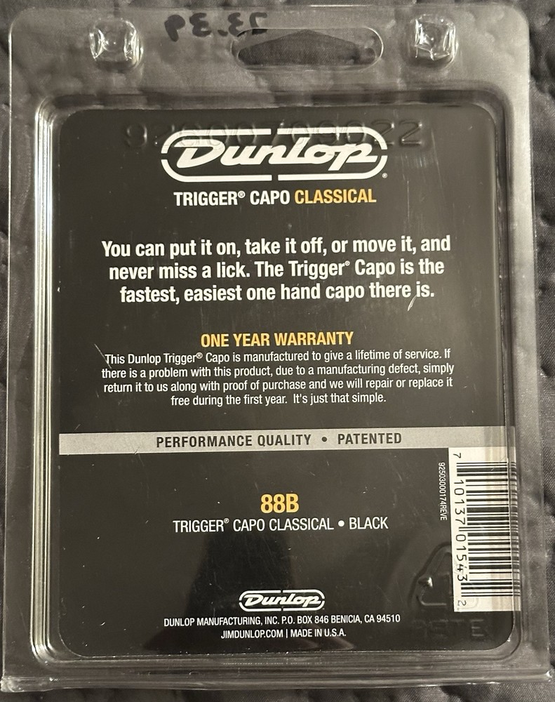 (2) Dunlop Classical Guitar Trigger Capo - Black 88B