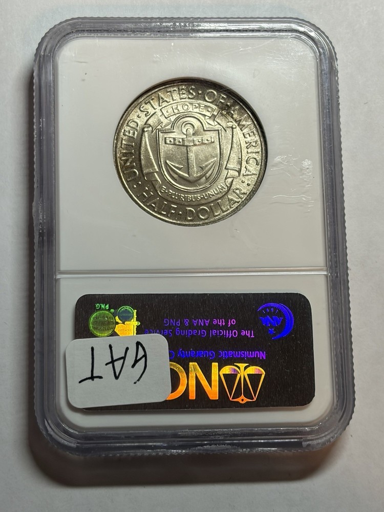 1936 RHODE ISLAND COMMEMORATIVE HALF DOLLAR NGC MS65