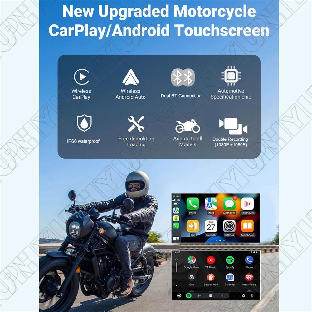 5" Waterproof HD Motorcycle Smart Screen Support Wireless Carplay & Android Auto