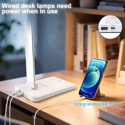 LED Desk Lamp Dimmable Table Lamp Reading Lamp with USB first-generation White
