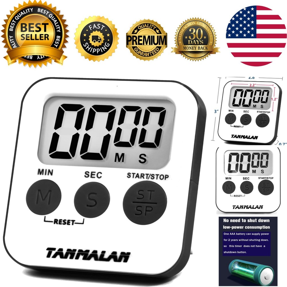 Kitchen Timer for Cooking Loud Alarm, Large Display, Auto Memory Loud Alarm, ...
