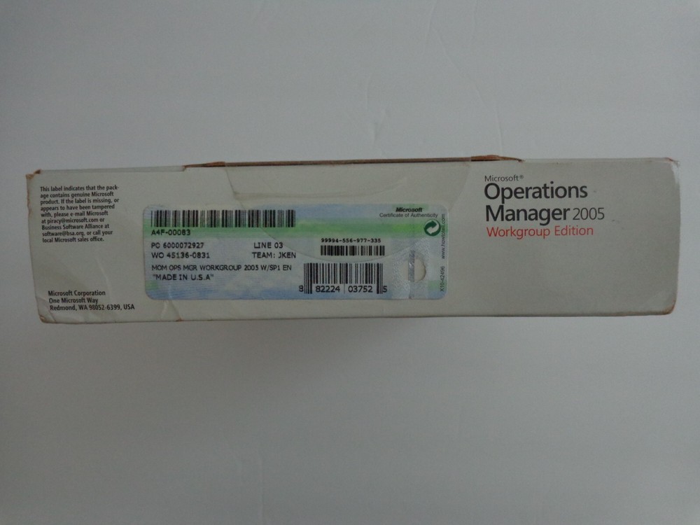 New Sealed Microsoft Operations Manager 2005 Workgroup Edition 10 cal