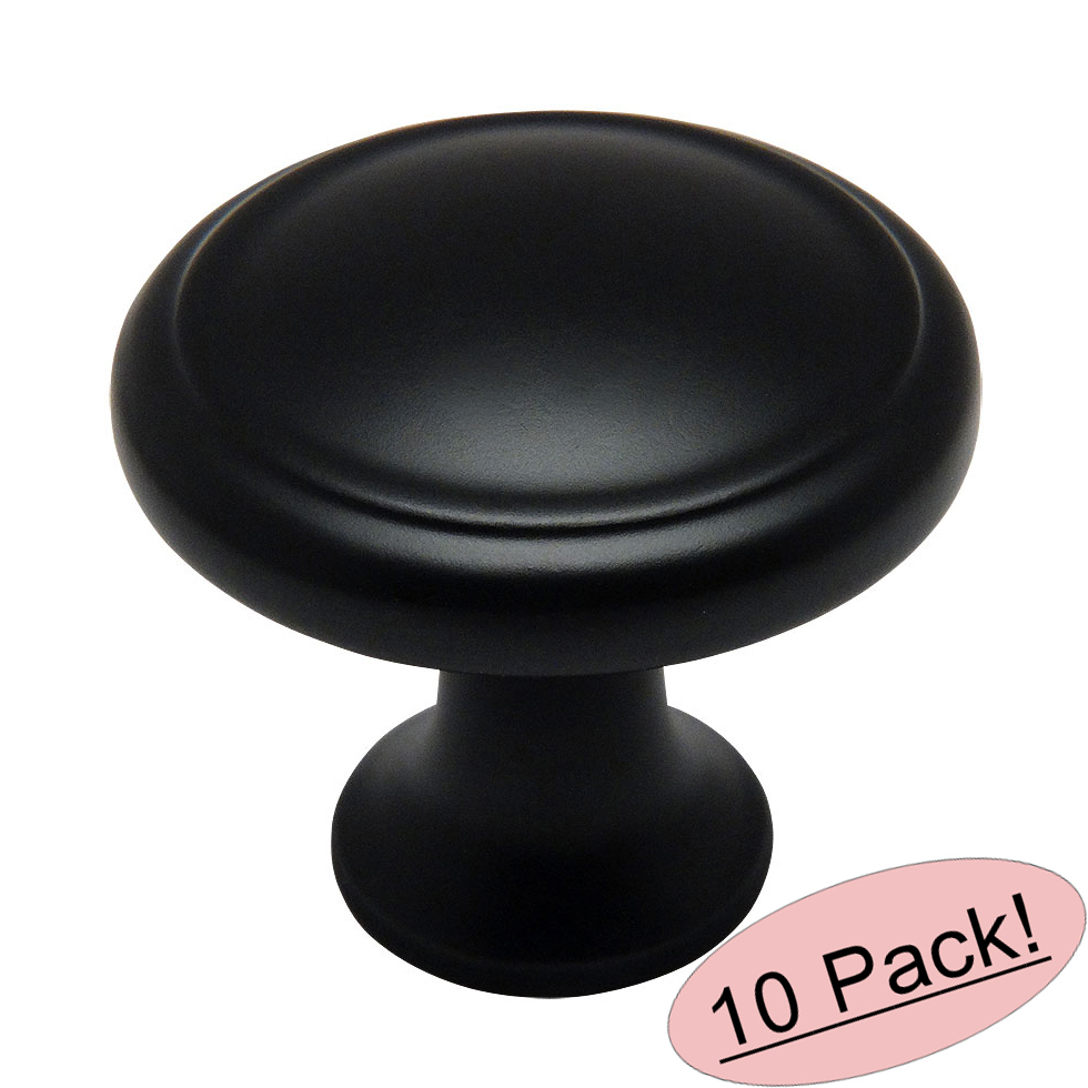 *10 Pack* Cosmas Cabinet Hardware Flat / Matte Black Knobs #5982FB