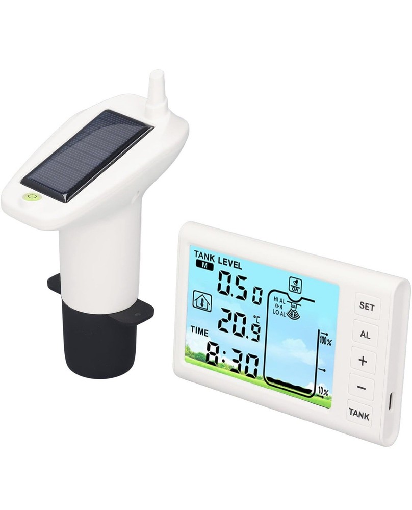 Ultrasonic Water Tank Liquid Depth Level Meter Temperature Sensor Time Display
