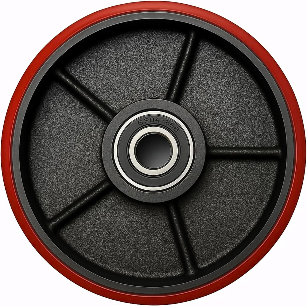 Pallet Jack Steer Wheels with Bearings Poly Tread - a Pair