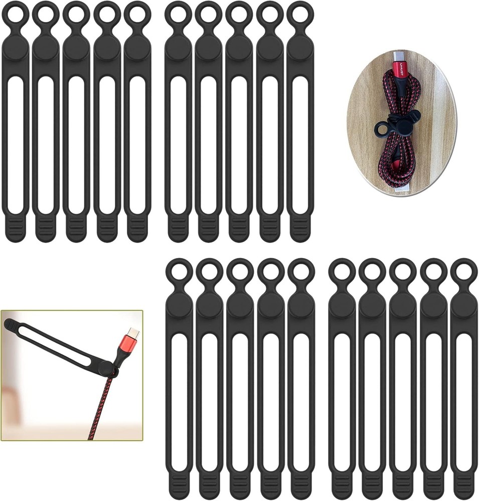 Silicone Cable Ties,Reusable Cable Management Organizer, Multipurpose Elastic