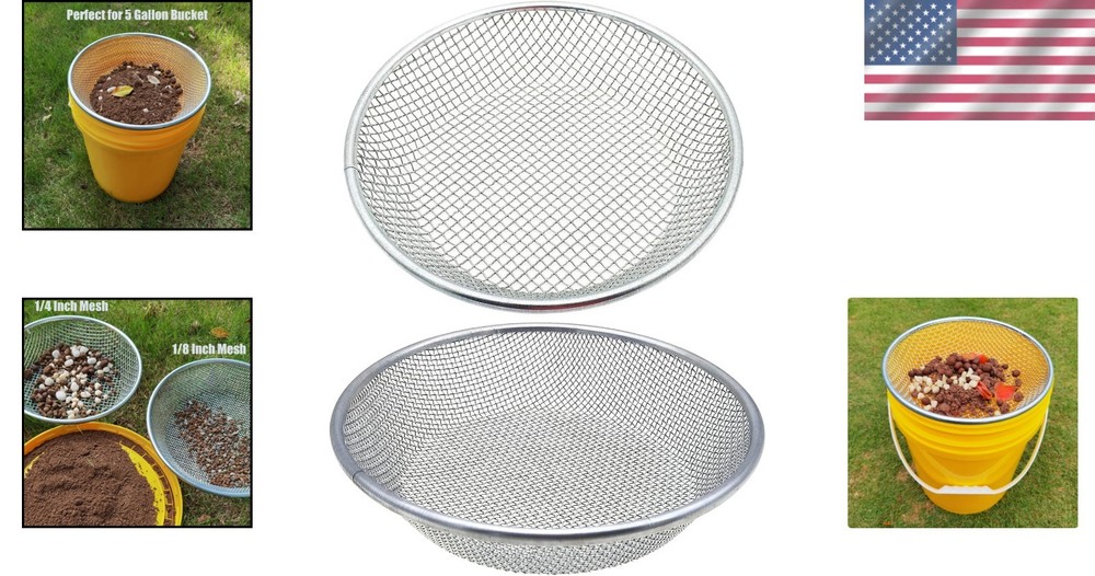 Efficient 2-Pack Soil Sifter Set with Integrated Bottom - Fits 5 Gallon Buckets