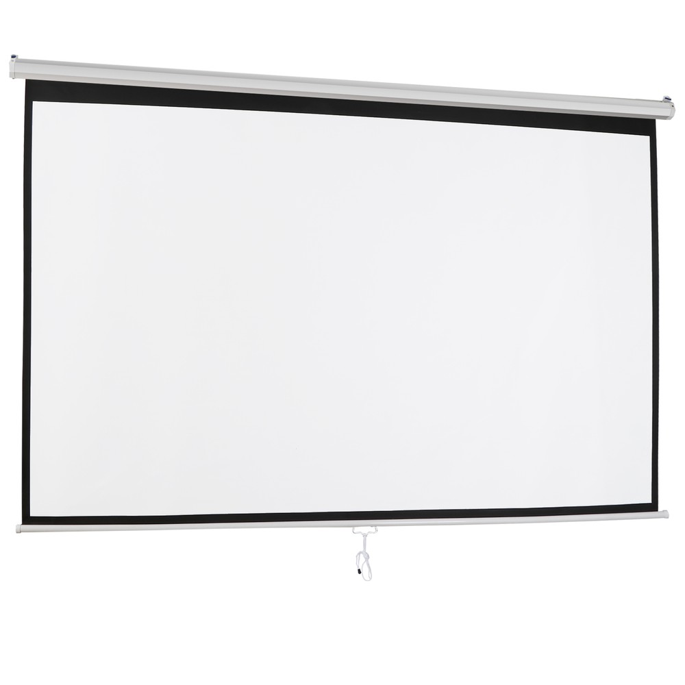 100" Projector Screen Manual Pull Down Projection Screen Theater 16:10 4K HD