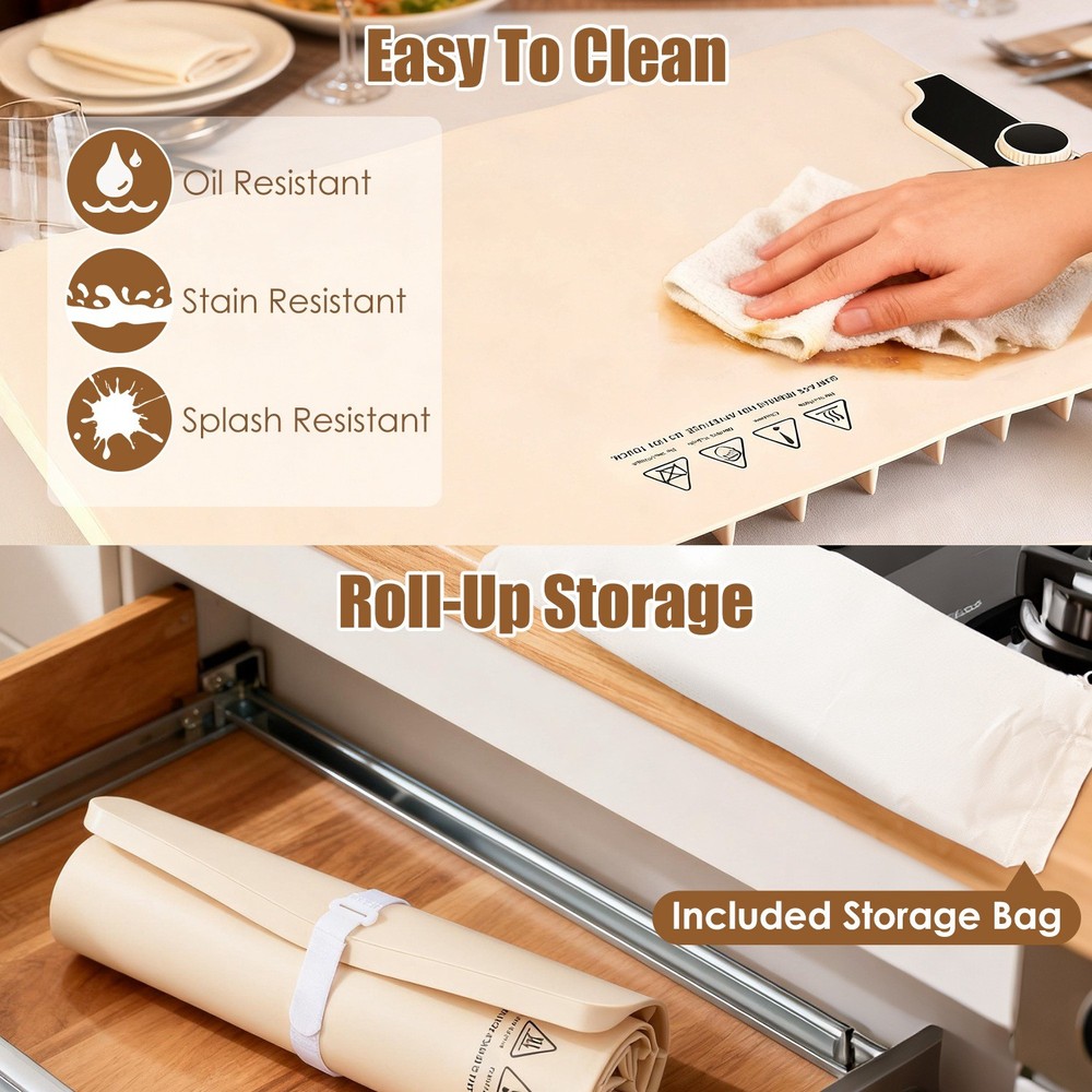 Electric Food Warming Tray Adjustable Temperature Timer Portable Heating Mat