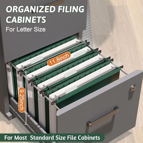 Plastic Hanging File Folder Extra Capacity,12 Pack Reinforced Hang Green