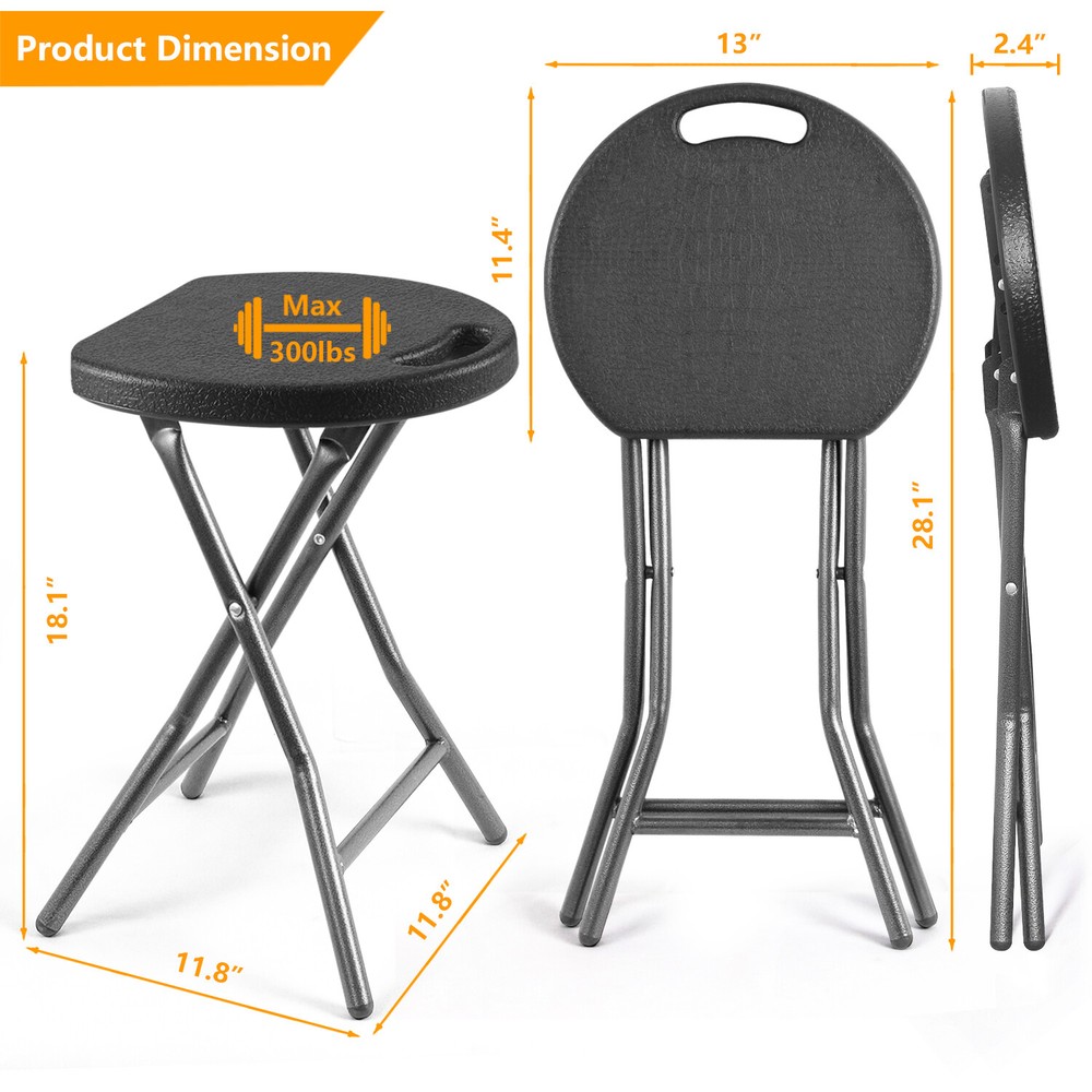 2 Pack Foldable & Portable Stool Chairs w Handle, Collapsible Stool Chairs