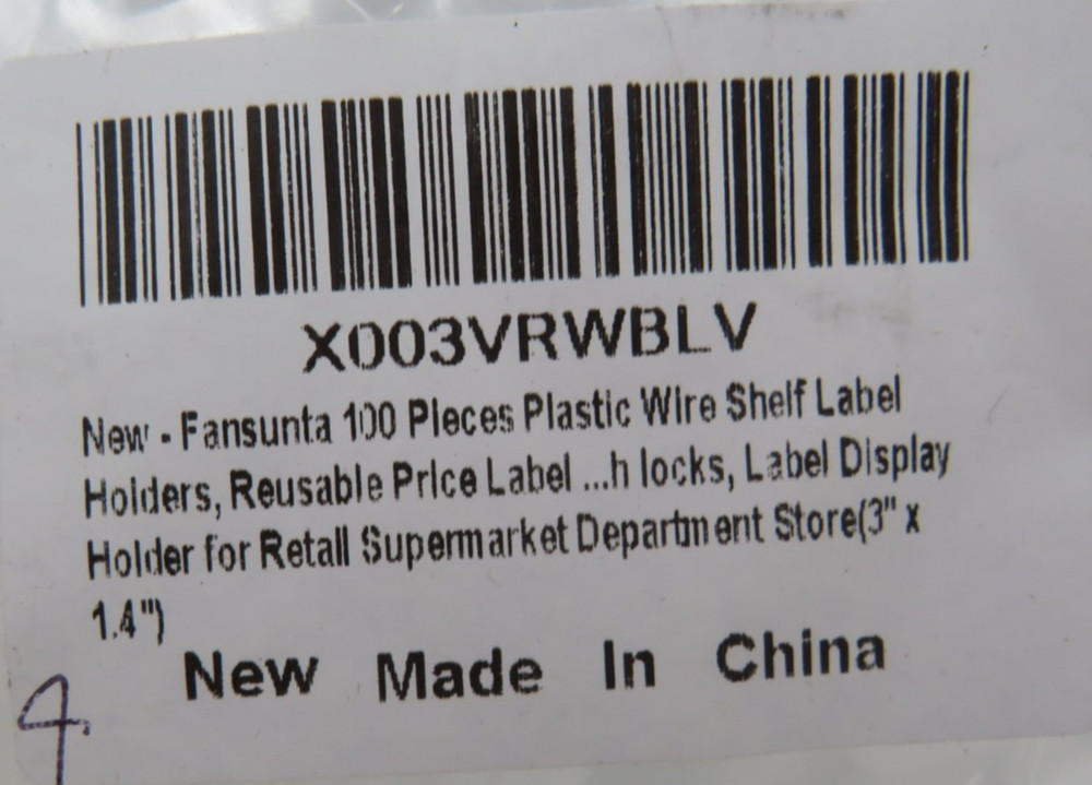 Fansunta 100 Pieces Plastic Wire Shelf Label Holders Clear NEW SEALED