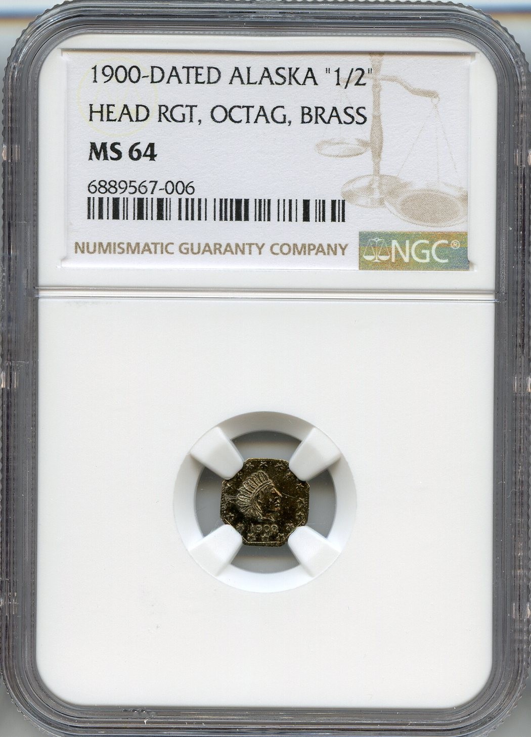 1900 50C Alaska / California Gold Token / X-Tn15 Brass / PCGS MS64 POP 2 R.7