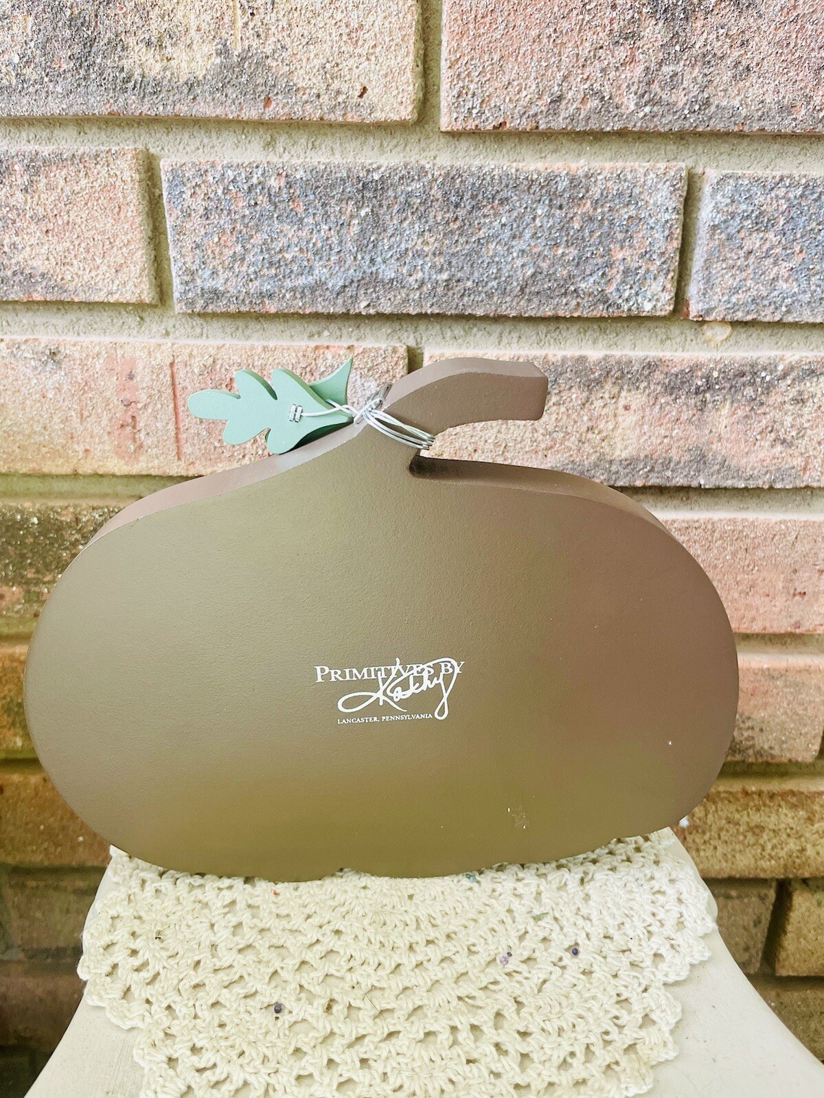 Orange Plaid Chunky Pumpkin Shelf Sitter