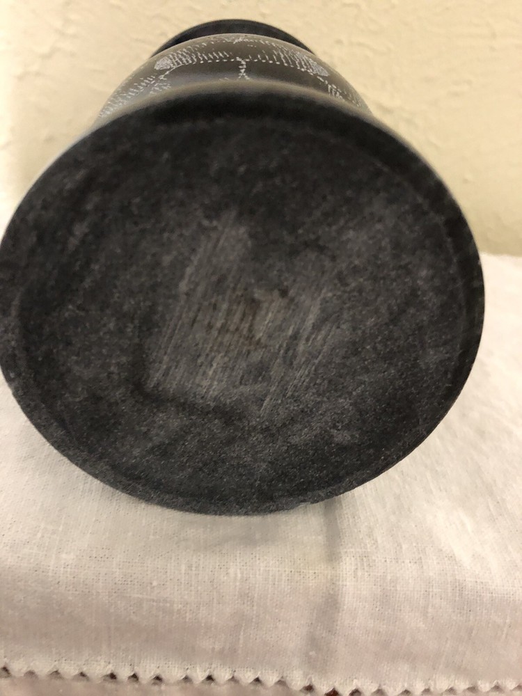 Black Soap Stone Engraved Vase