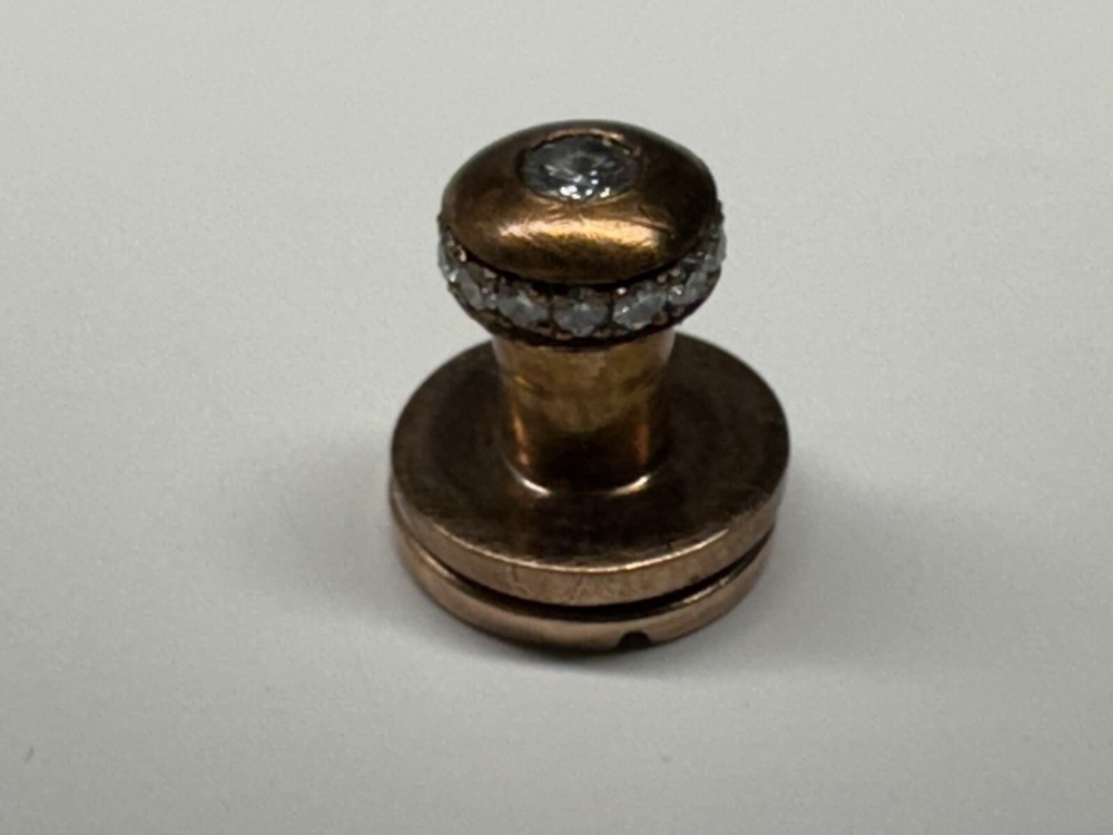 10 karat solid rose gold & diamond button handmade in usa